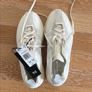 New Y-3 Cream Lace-Up Sneakers